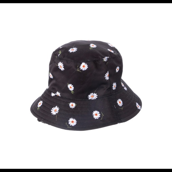 NWT Alice + Olivia Reversible Bucket Hat ~ Black Daisy White One Size - Picture 2 of 7